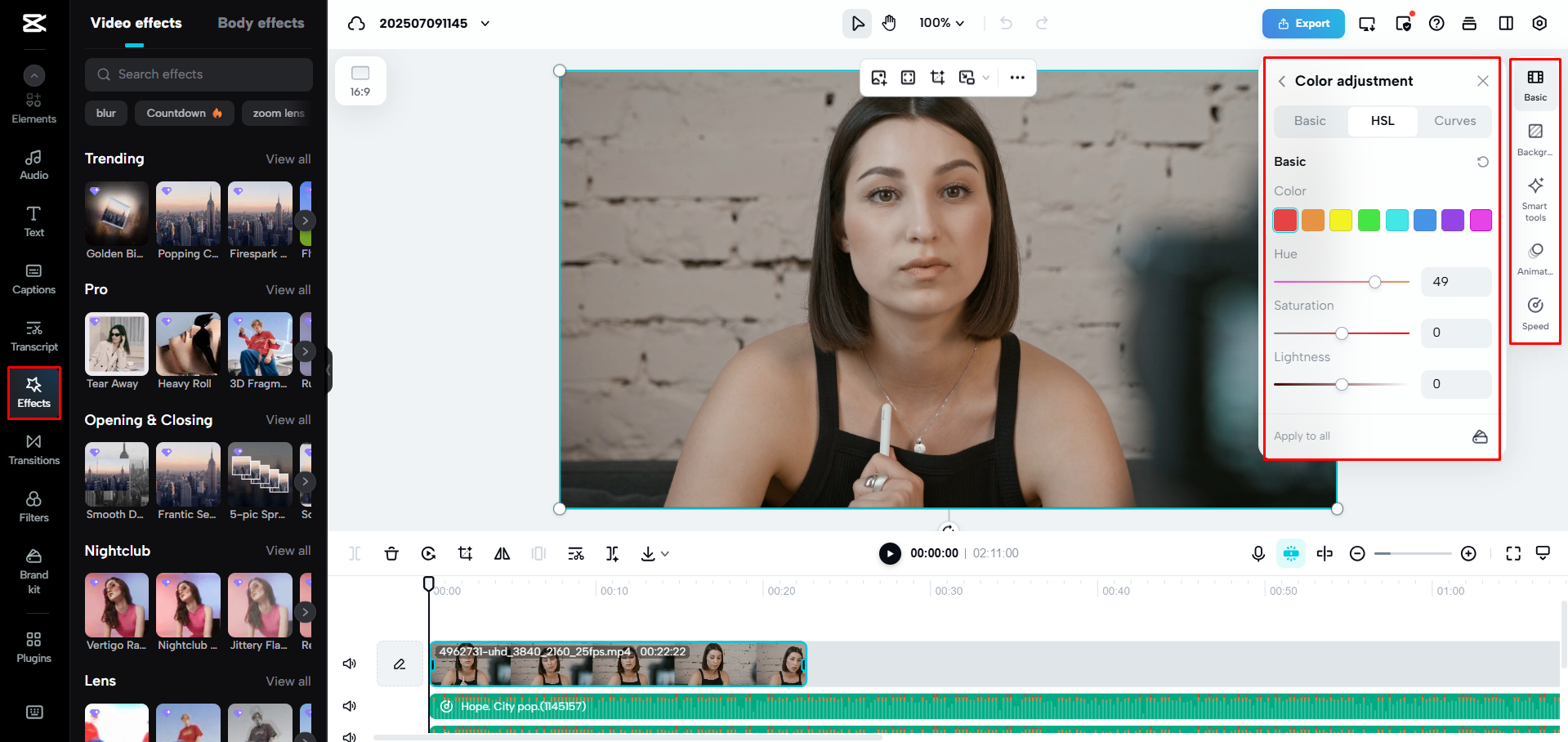 Editing a video for YouTube with CapCut Web