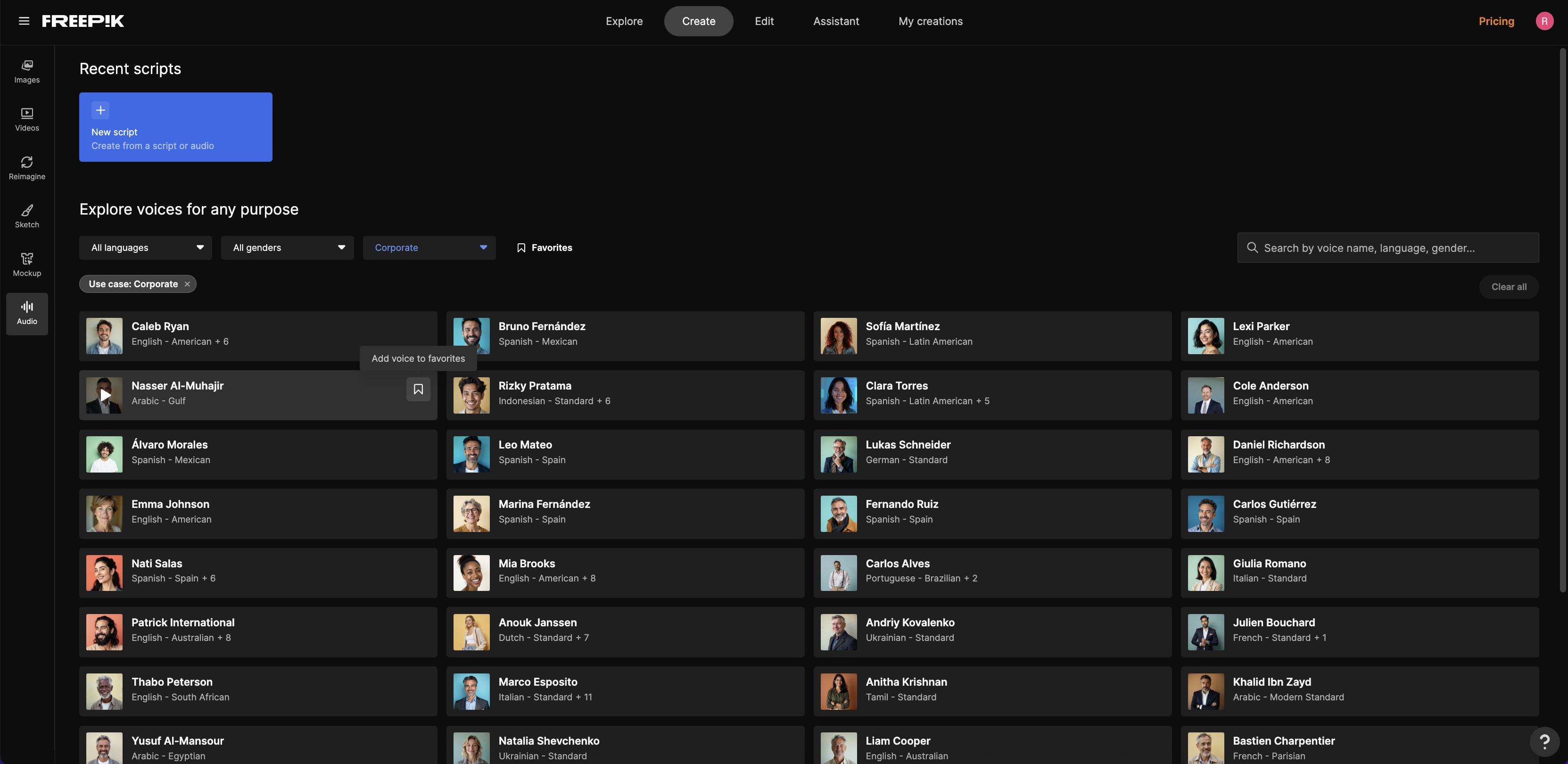 Gerador de narração por IA do FREEPIX