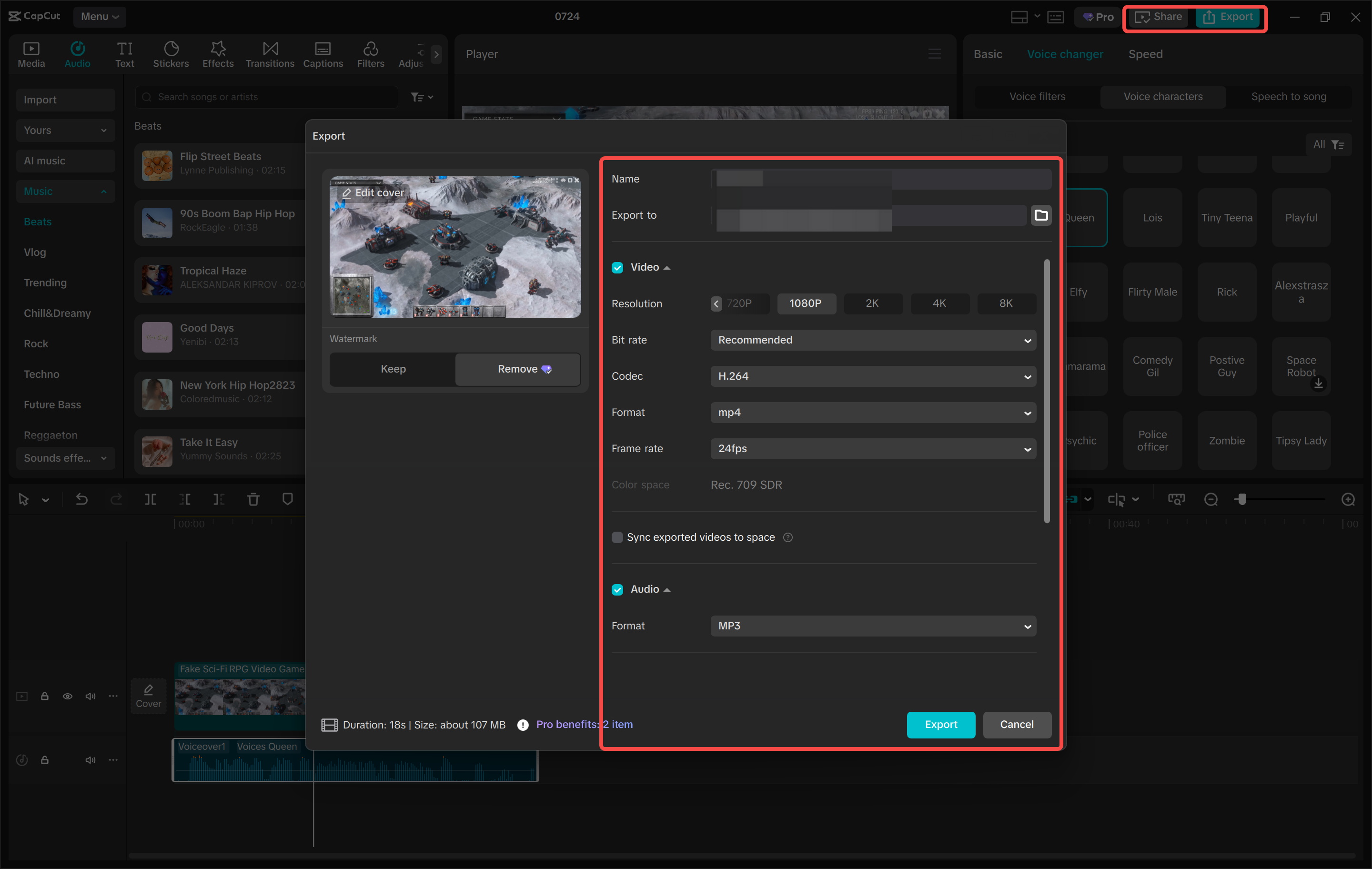 Exporting a video from the CapCut desktop video editor