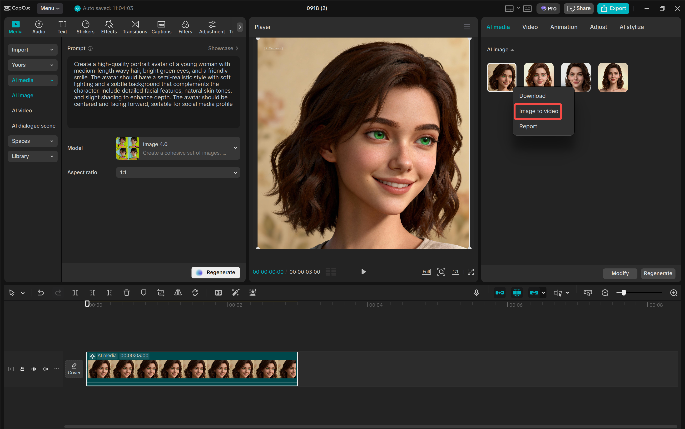 Image to video from the CapCut desktop video editor