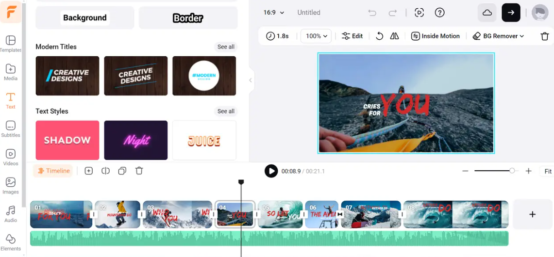 Crie vídeos de letras de música para YouTube com FlexClip