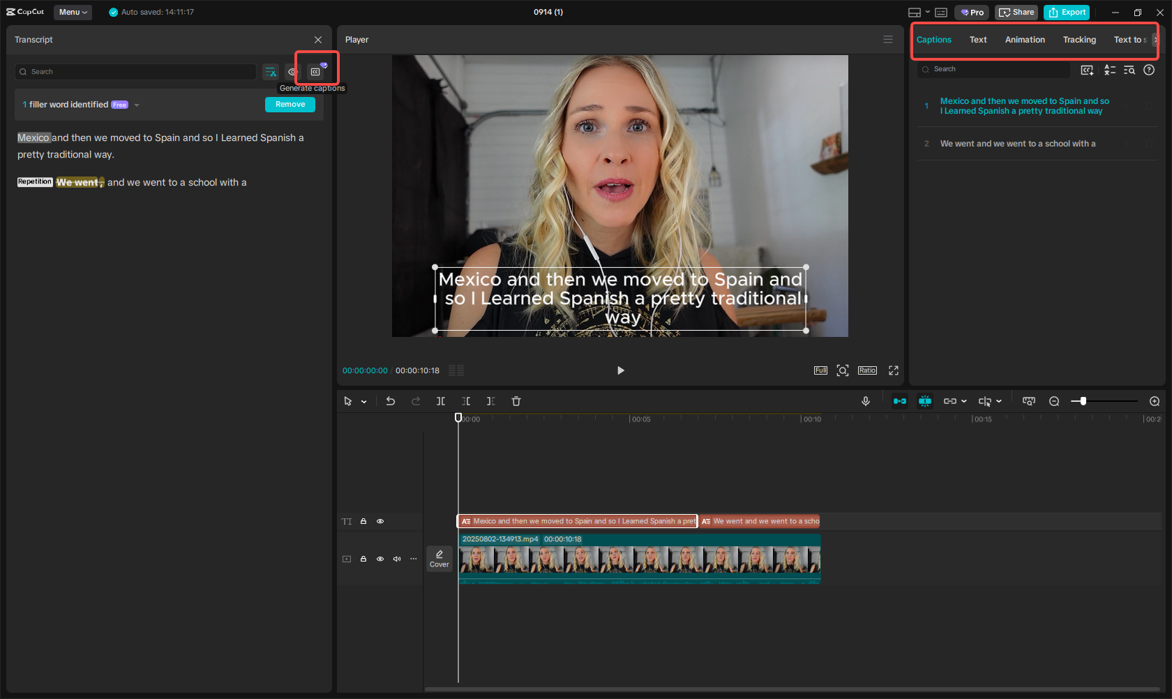 Generate captions and auto sync