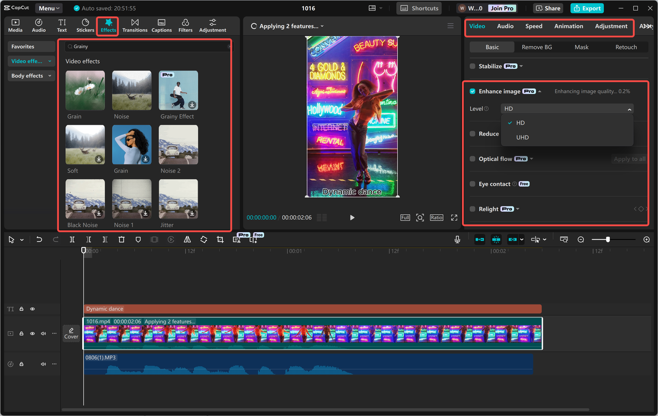 Applicare effetti di grana