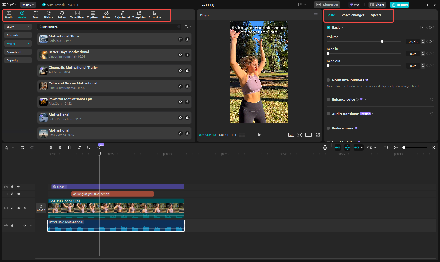 Edit your motivational Reel