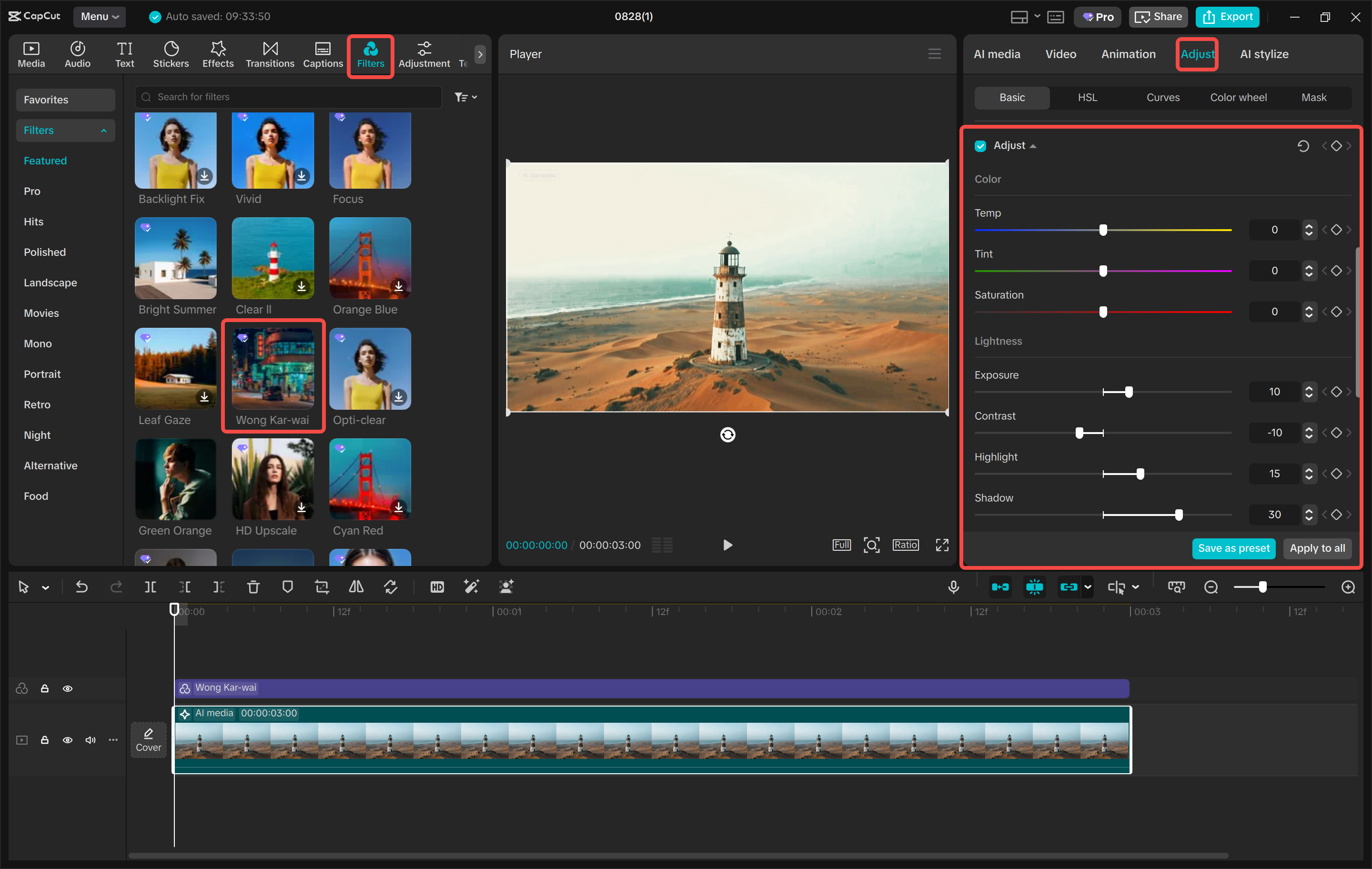 Modification de l'image générée par IA avec l' CapCut éditeur vidéo de bureau