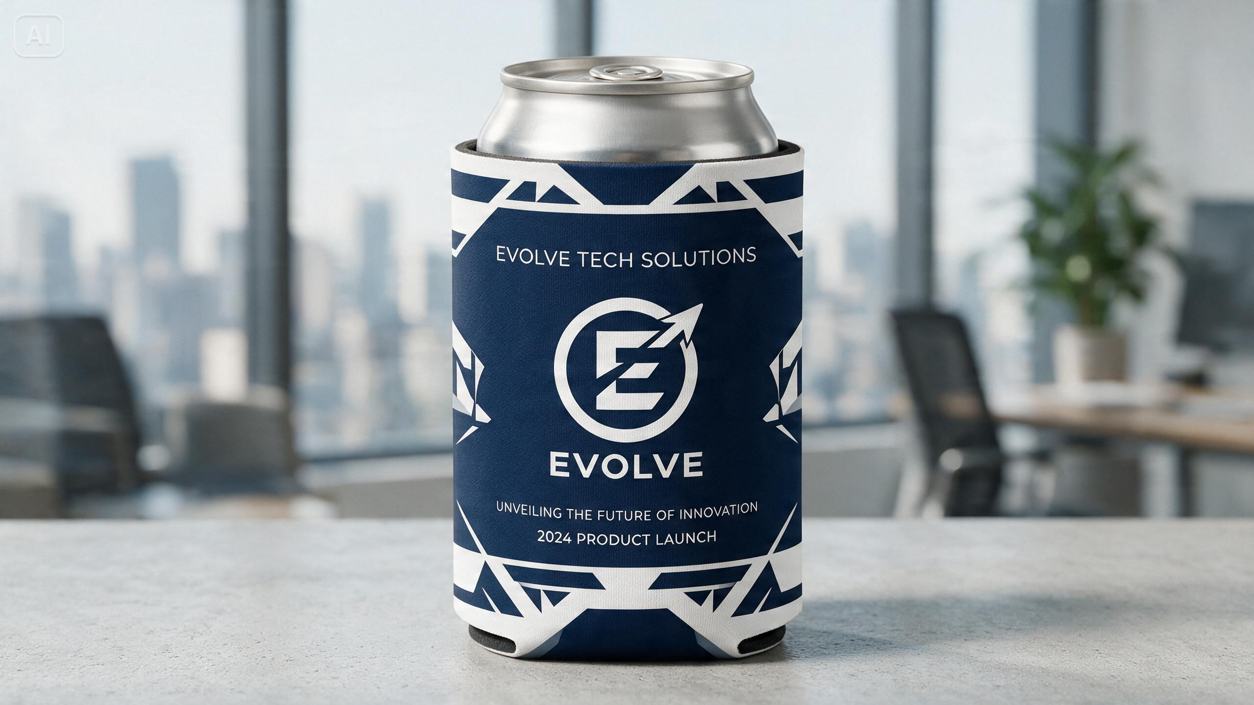 Prompt for a branded corporate koozie for Design Custom Koozies: Add Your Name, Date, or Logo Free