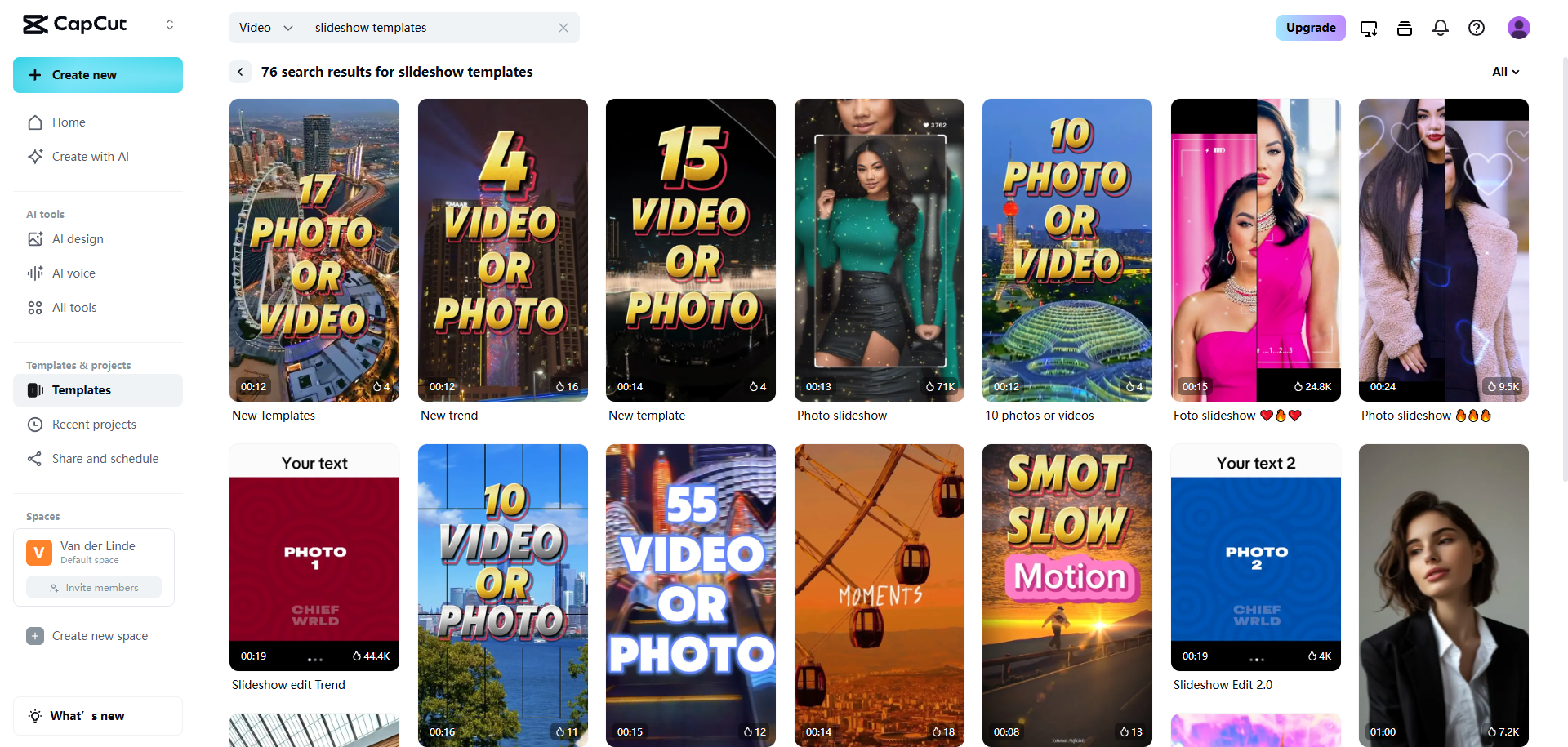 CapCut slideshow templates