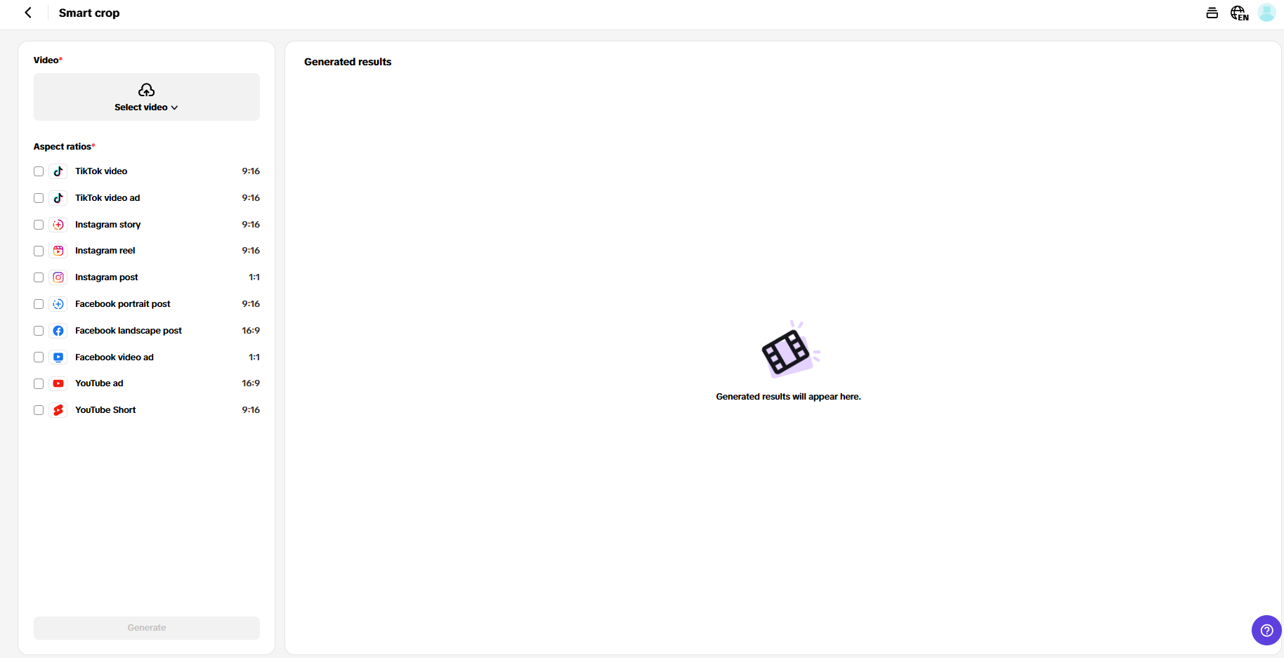 Resizing videos with smart crop