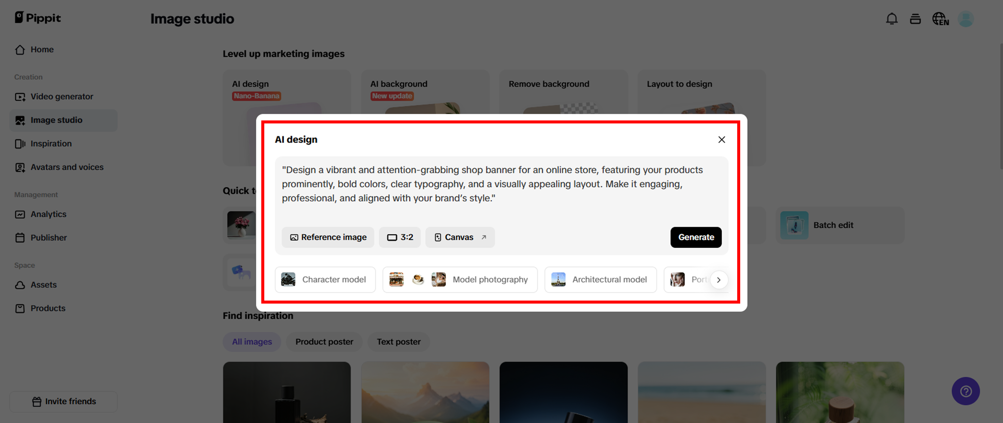 Insira sugestões e gere