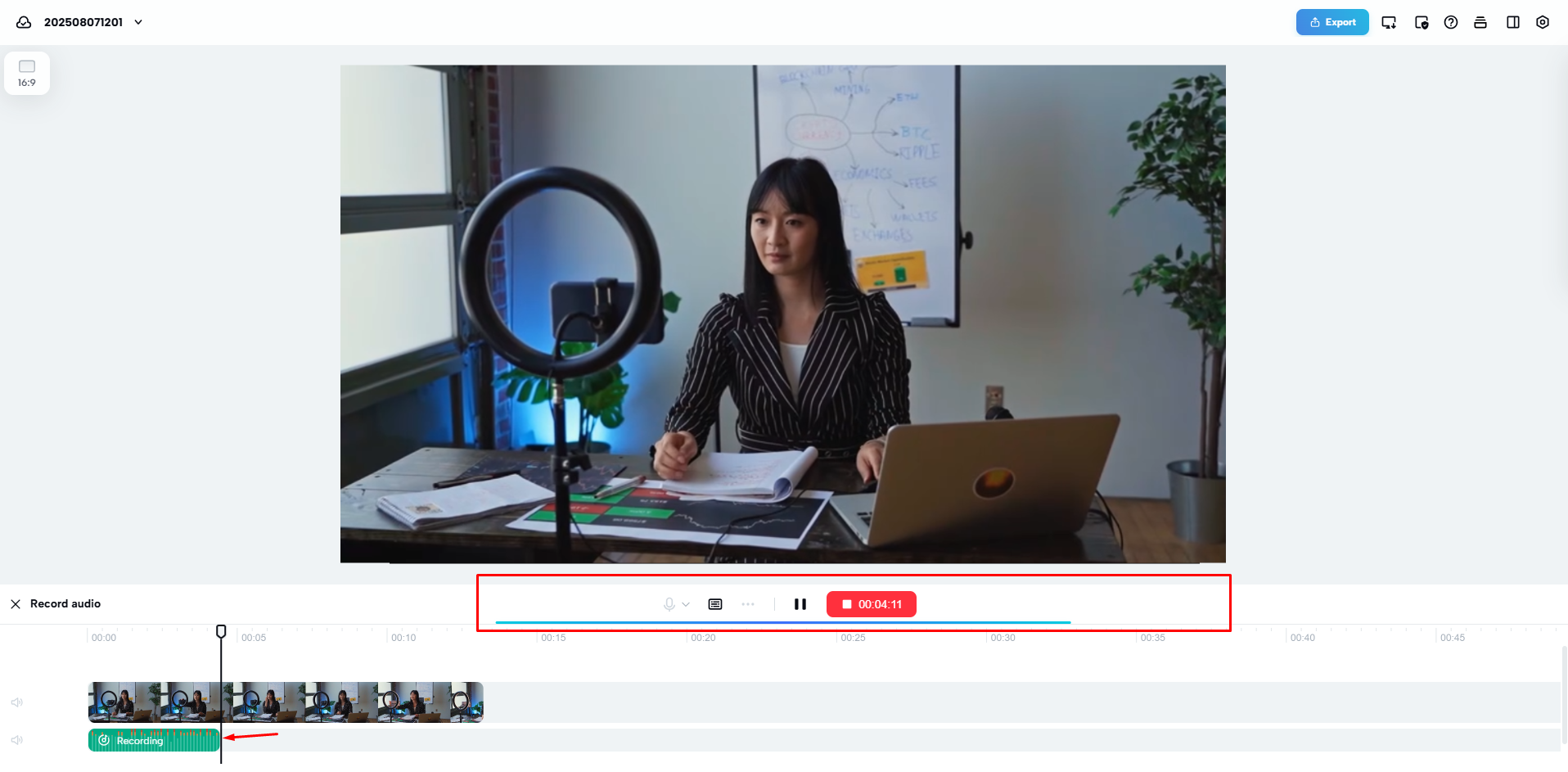 Recording and enhancing audio for videos using CapCut Web