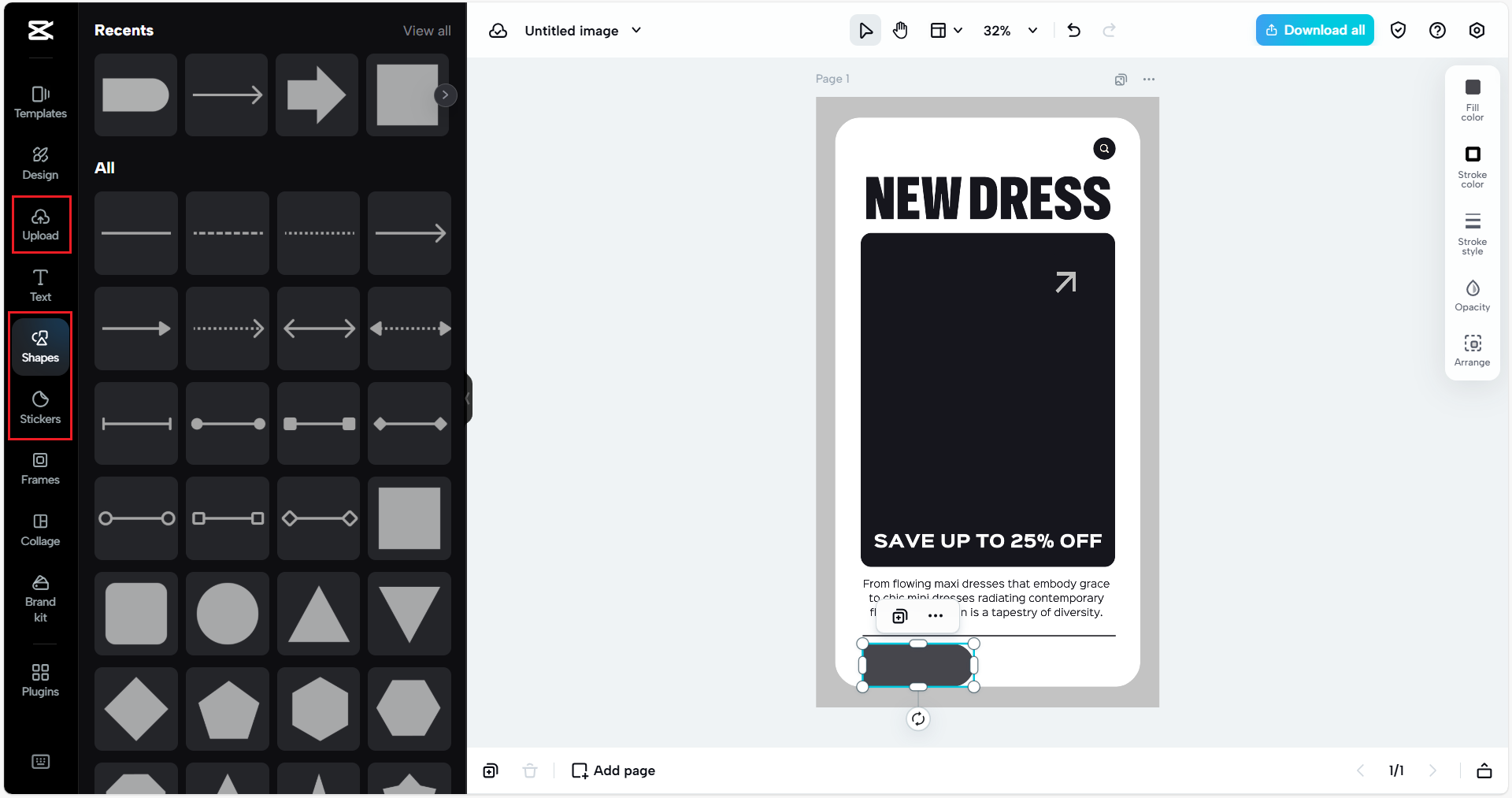 Add shapes, stickers and other design elements