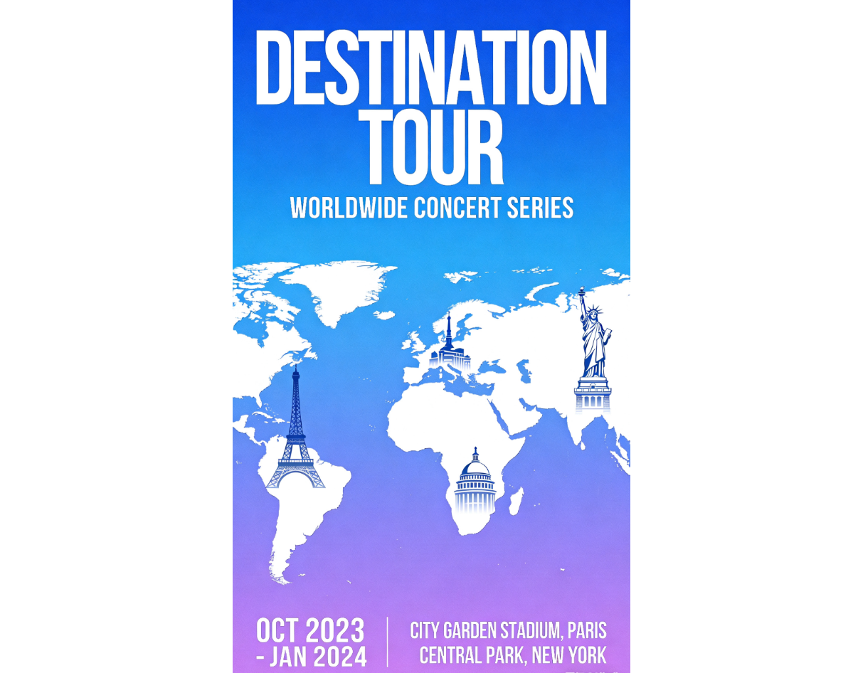 Idea para diseño de póster de tour: Pósters de tour enfocados en el destino