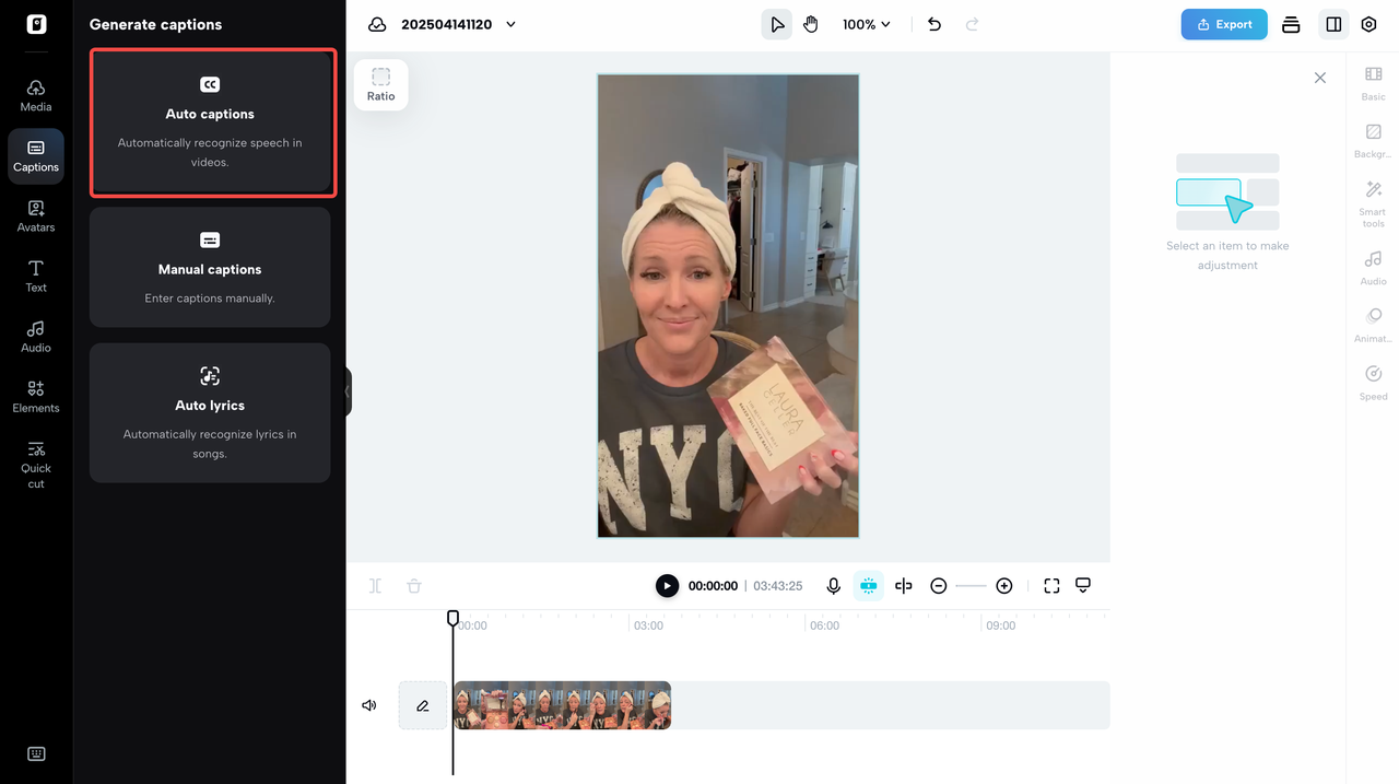 Generate captions for your Instagram video