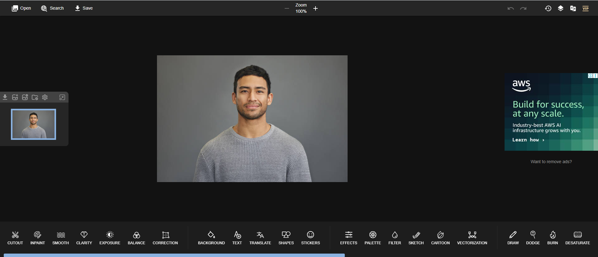 Aplicativo de suavização de fotos PhotoKit