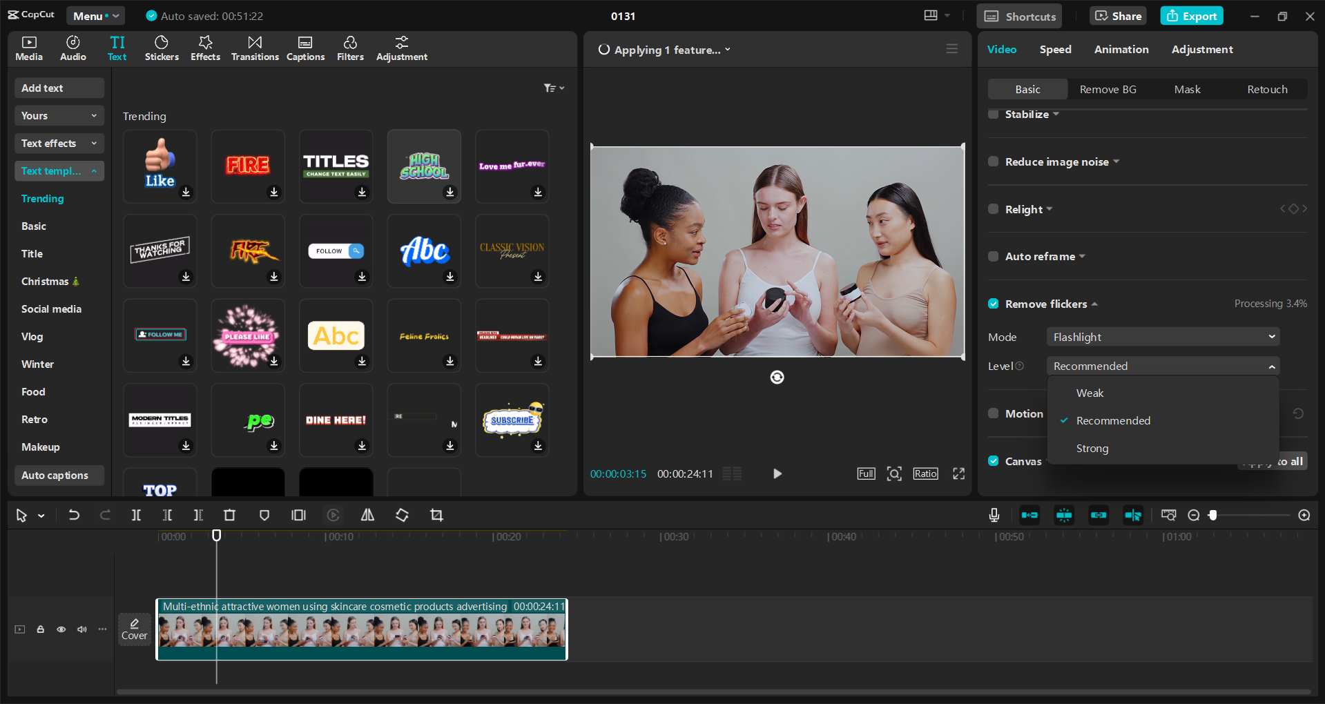 Interface of the CapCut desktop video editor - a simple way to make creative videos for YouTube