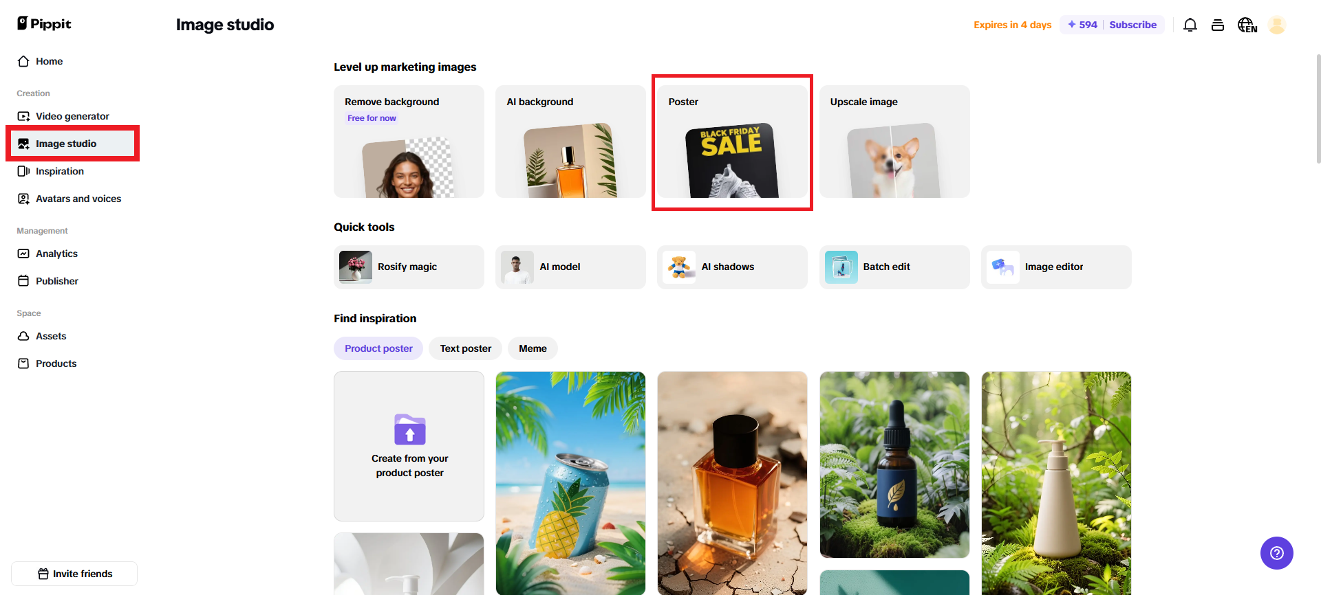 Click on the poster creation option