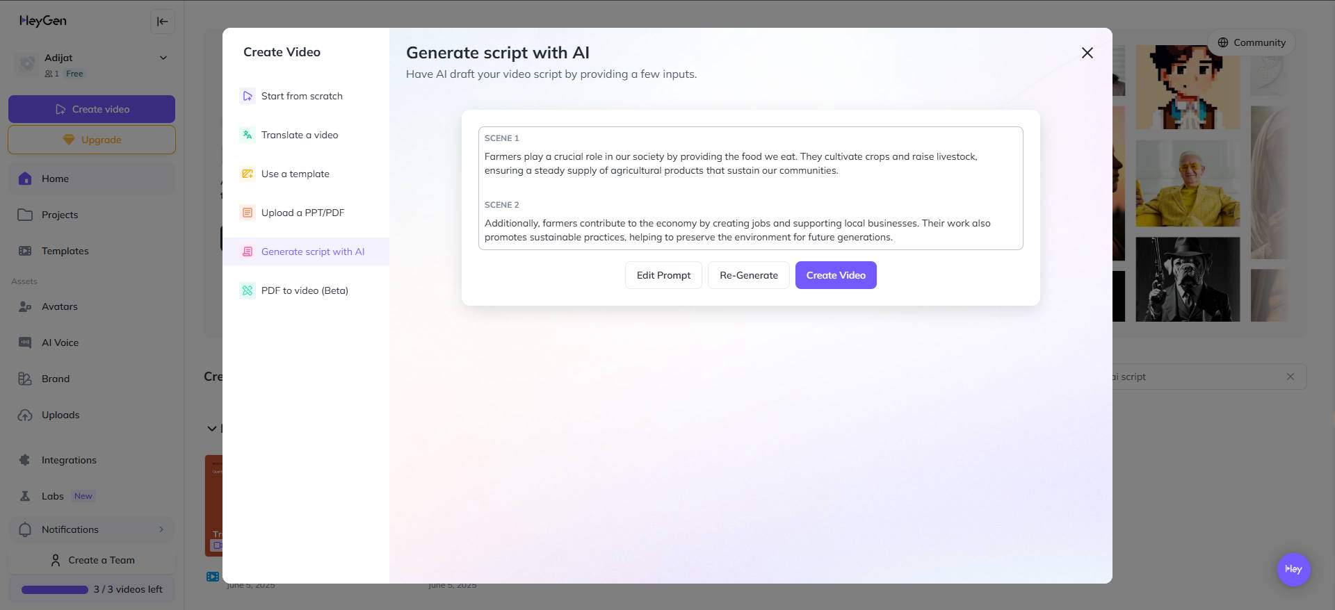 ai script generator for YouTube free