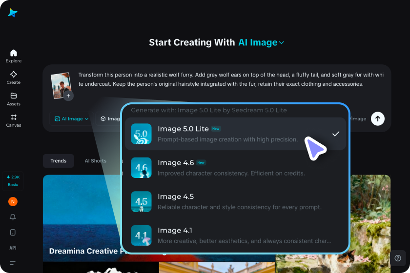  Select the image model and generate