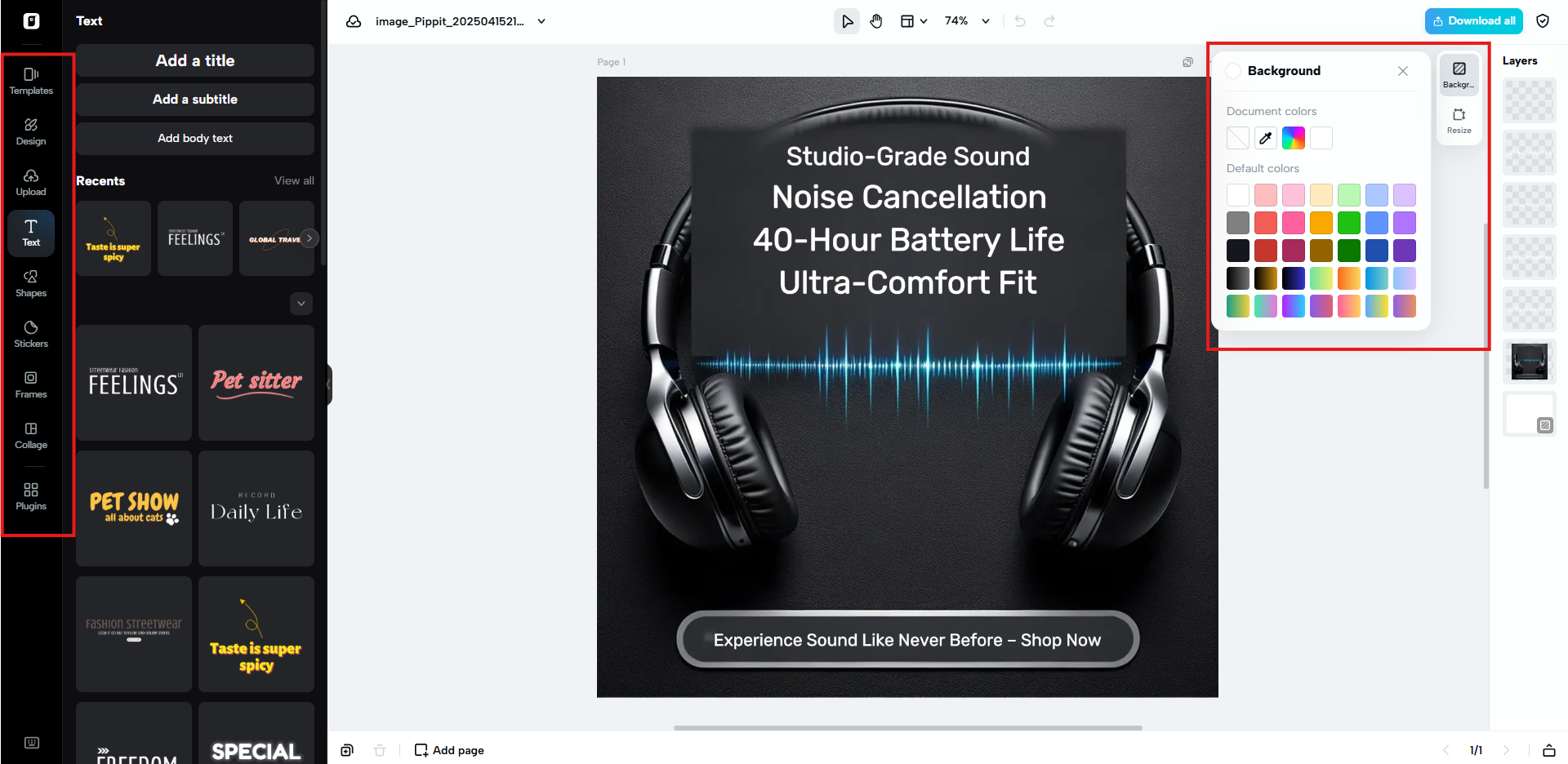 Advanced editing interface