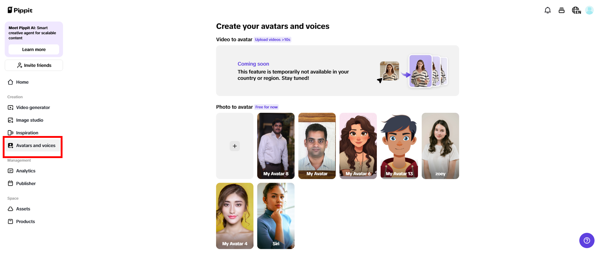 Access Avatar and voices