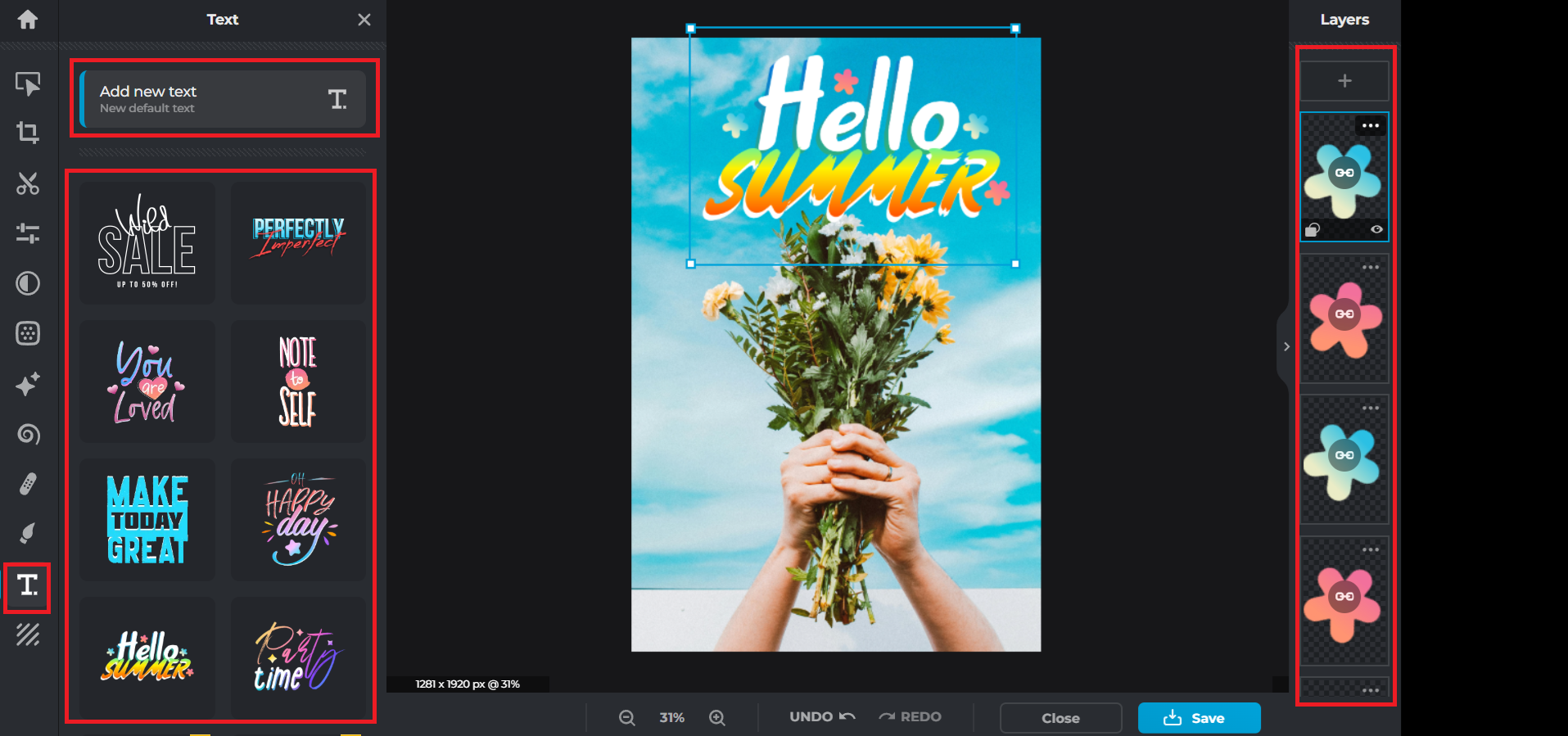 แทรกข้อความโดยใช้เทมเพลต
