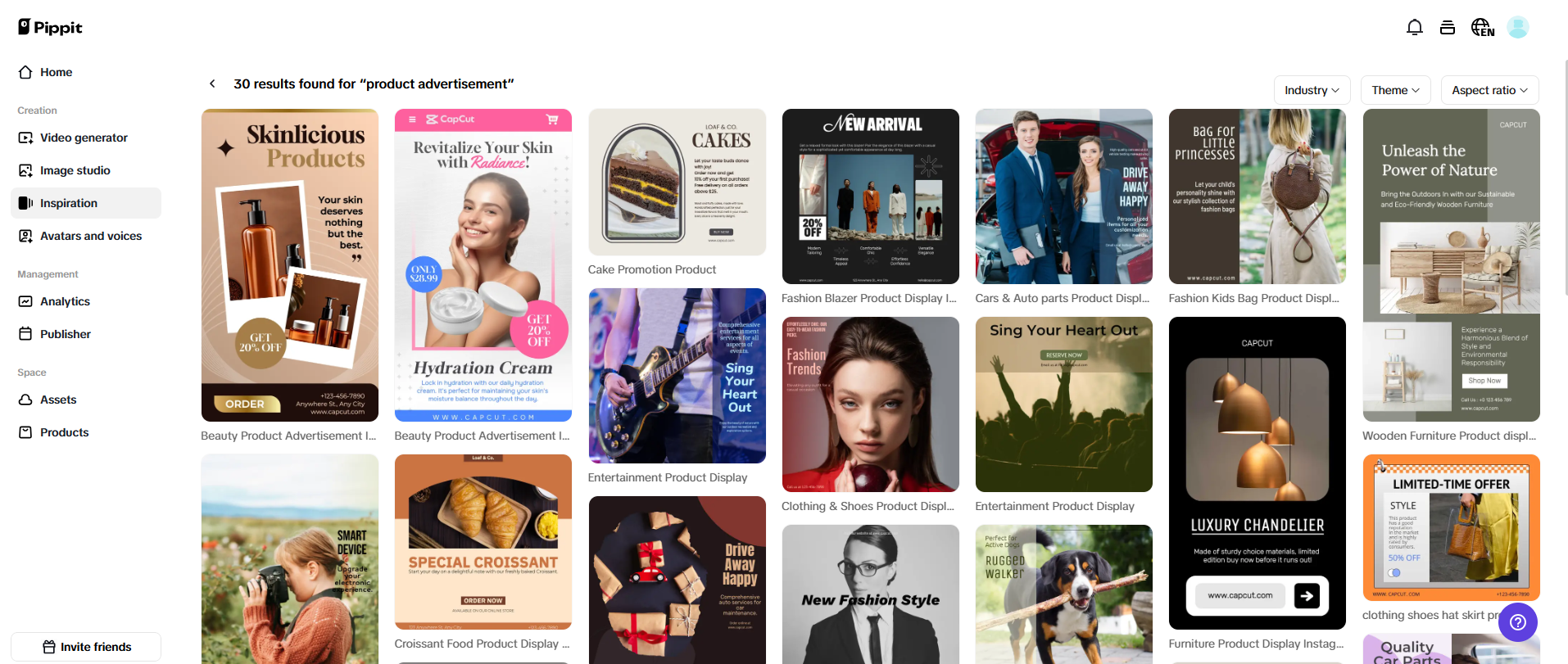 Explore readymade product templates
