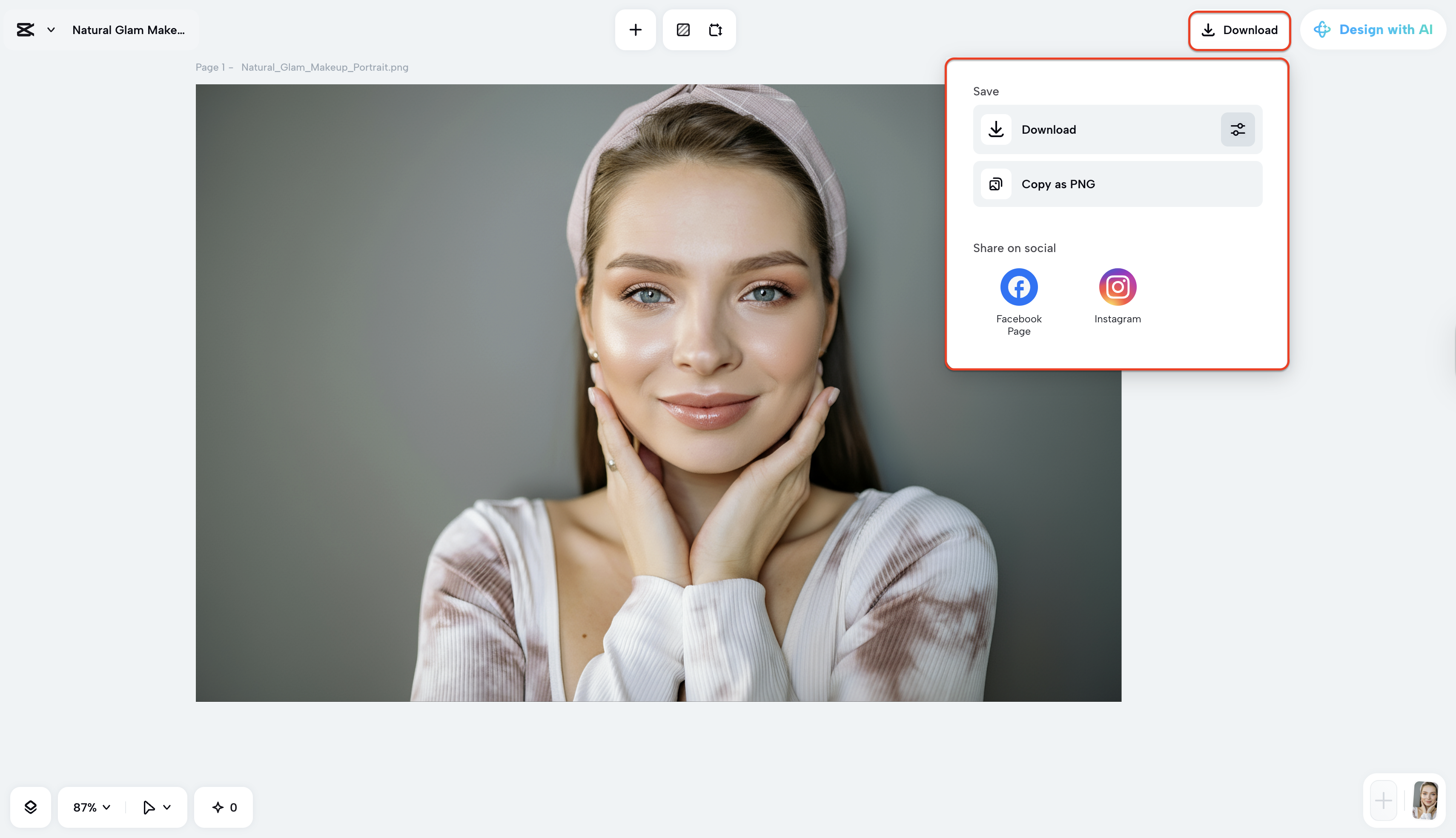 Export your finalized makeup look image