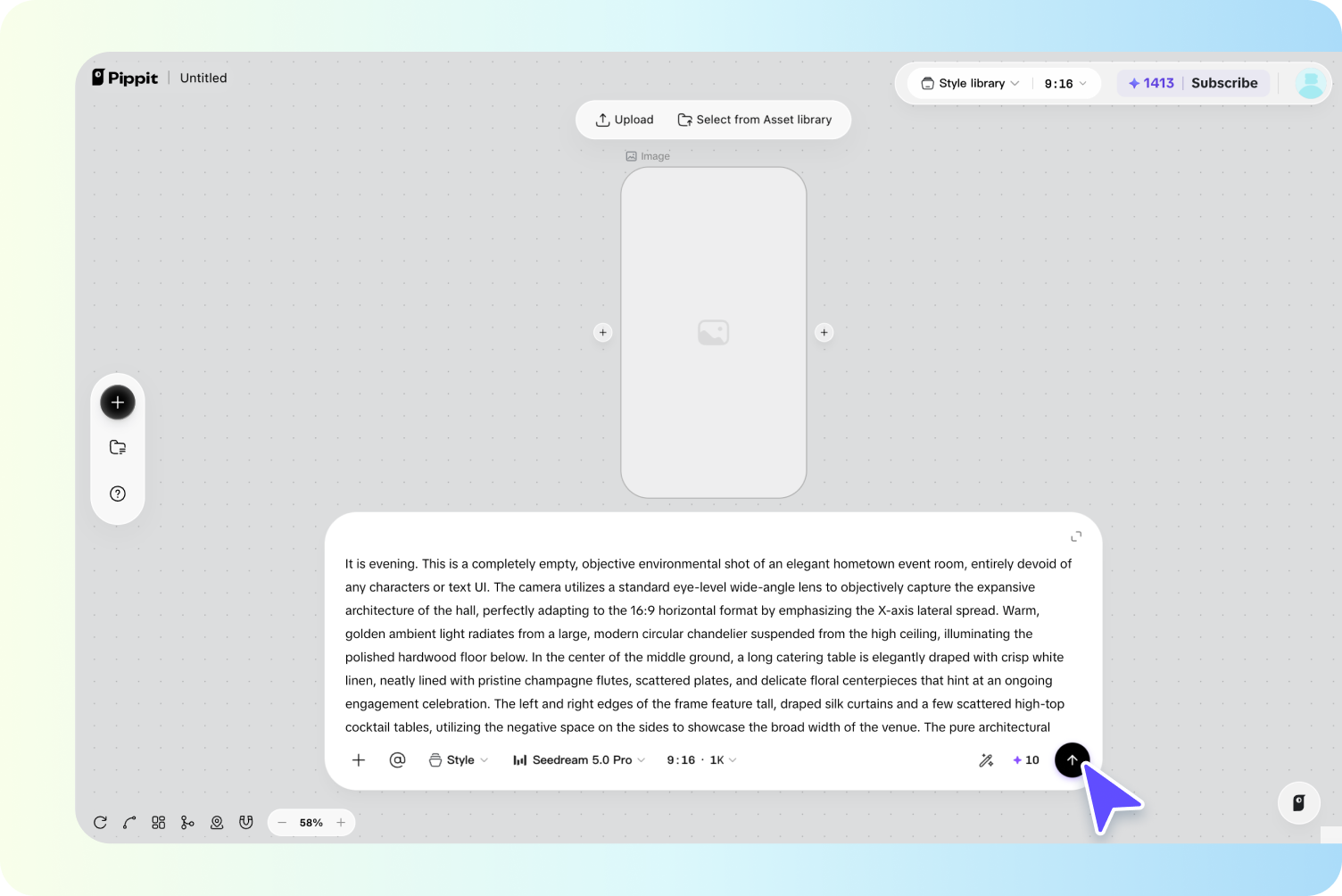 Launch the canvas and enter your prompt