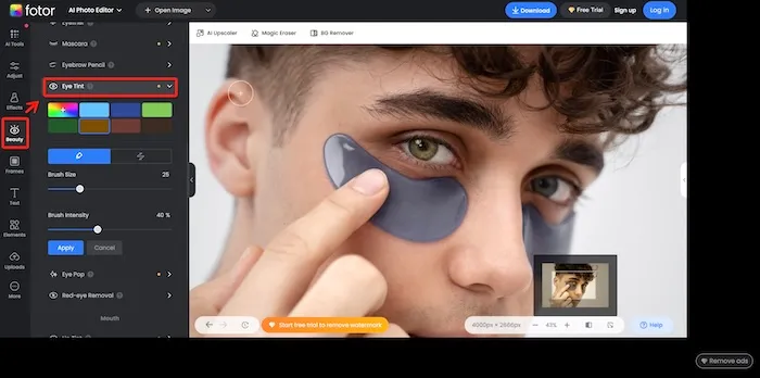 Un moyen rapide de changer la couleur des yeux en ligne avec Fotor
