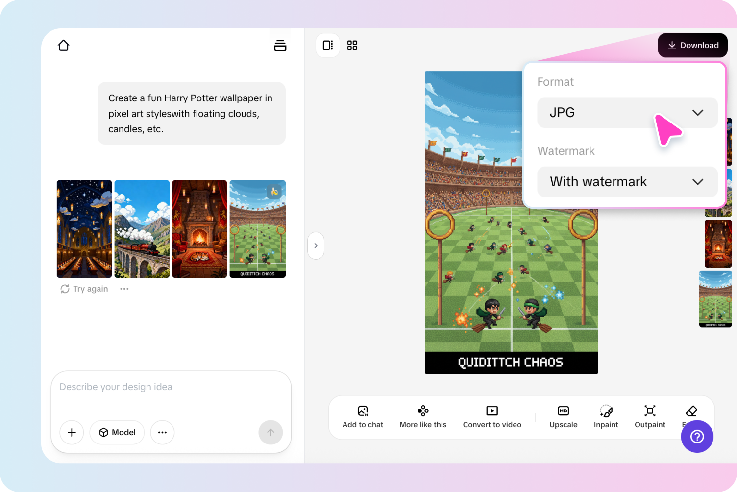 Экспортировать обои с Гарри Поттером из Pippit
