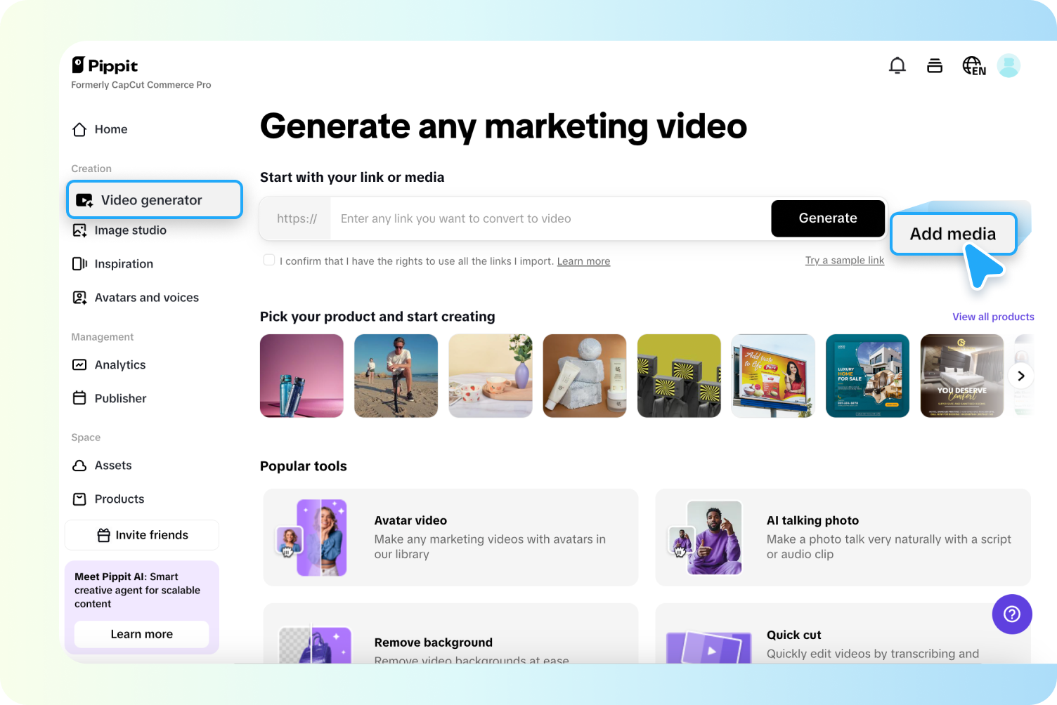 Upload links or media