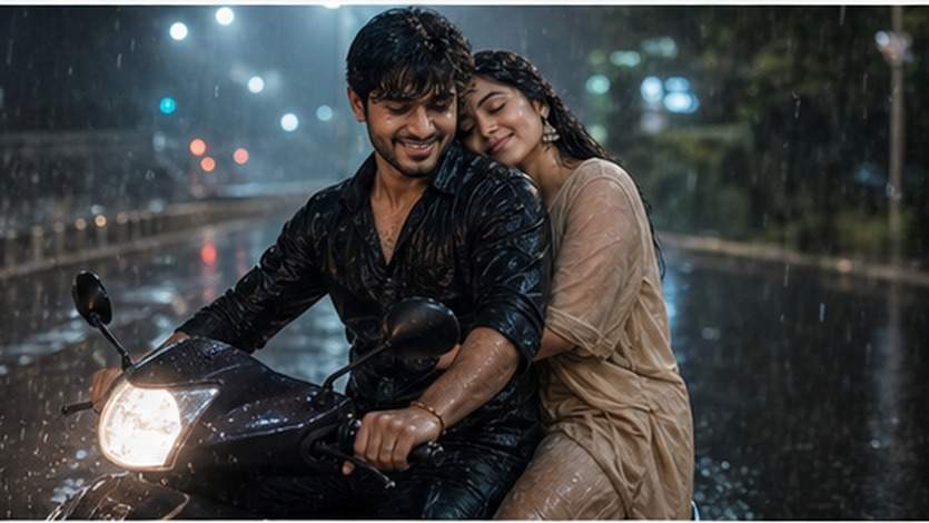 AI Rain Couple Fotobearbeitungsaufforderungen Beispiel 4