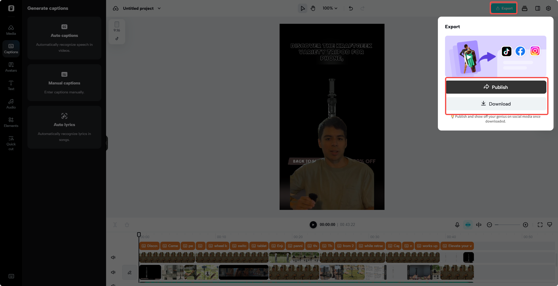 Export your marketing video