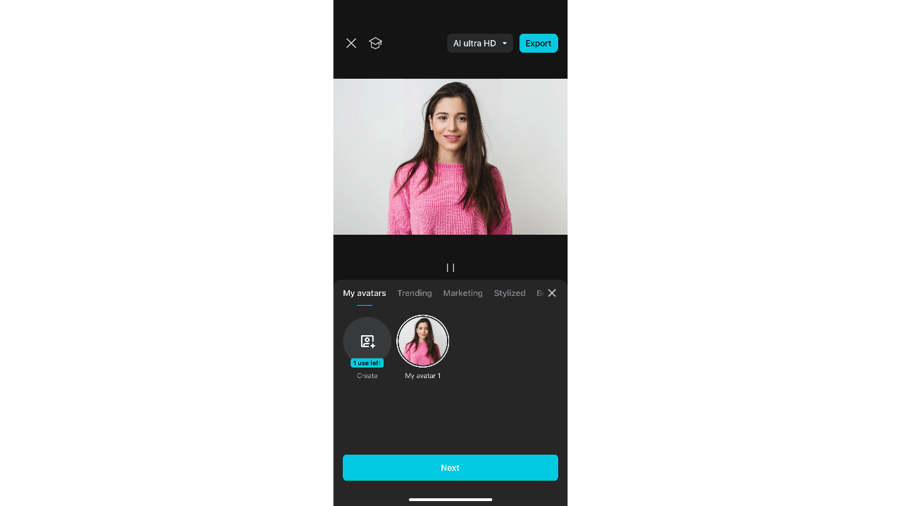 Preview your generated avatar
