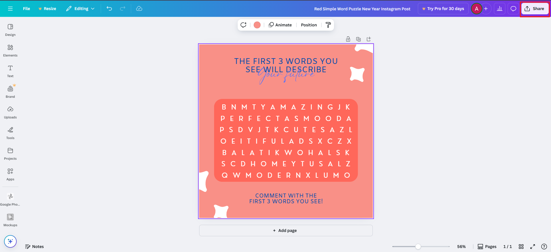 Criar uma palavra sem quebra-cabeça