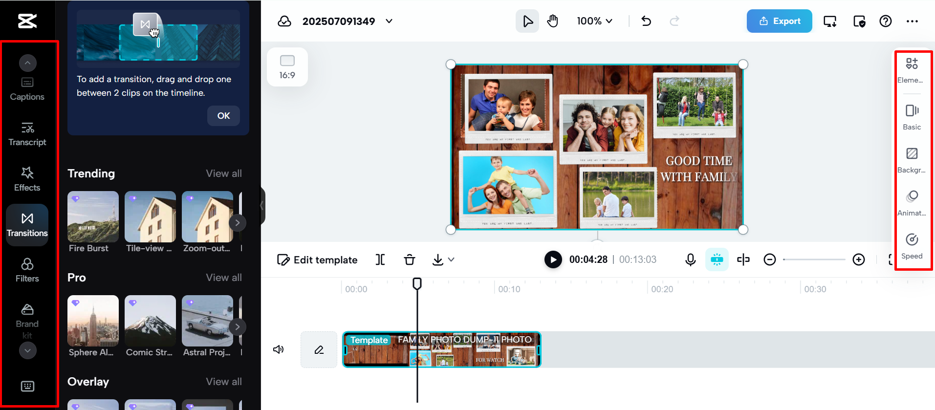 Creating and refining the video montage in the CapCut Web