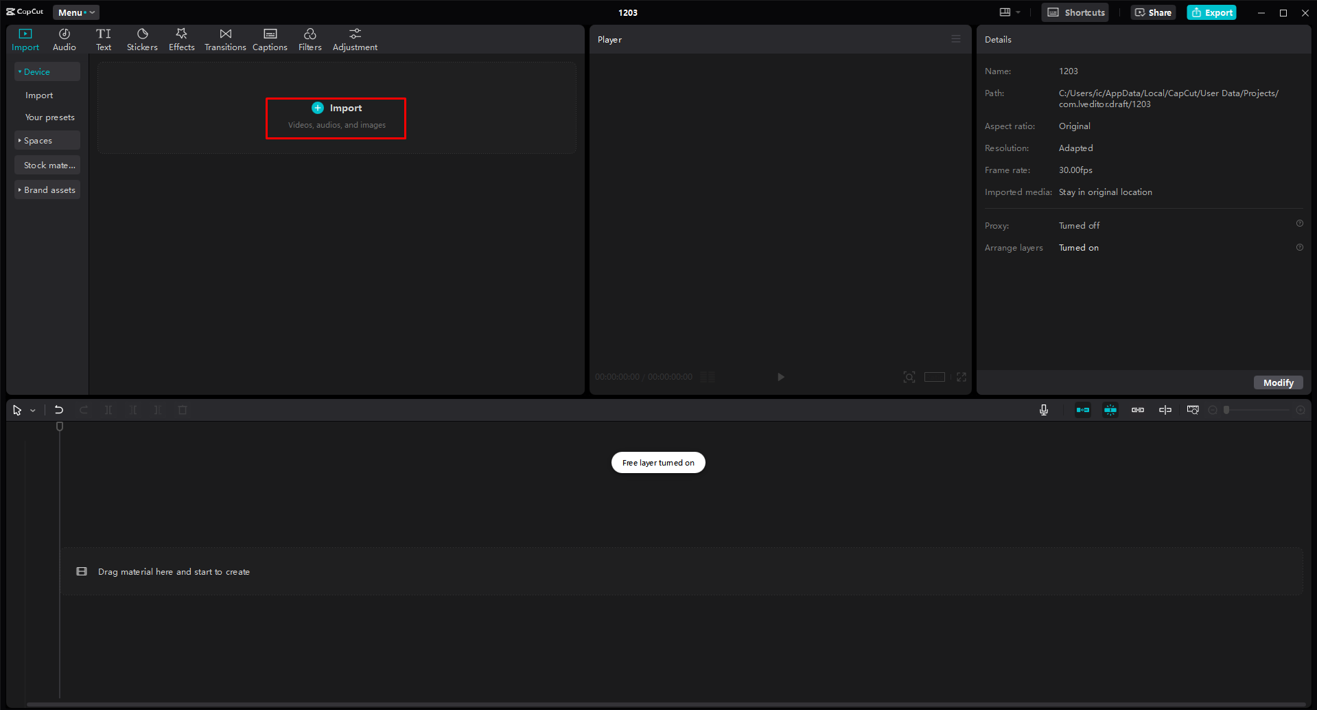 Ajout de médias à CapCut