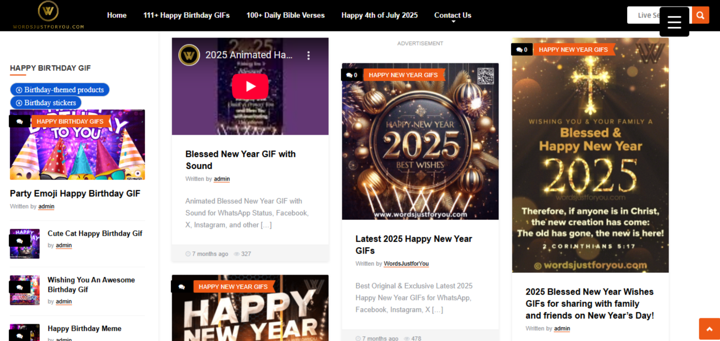 Інтерфейс WordsJustforYou - простий у використанні інструмент для отримання анімованого Happy New Year