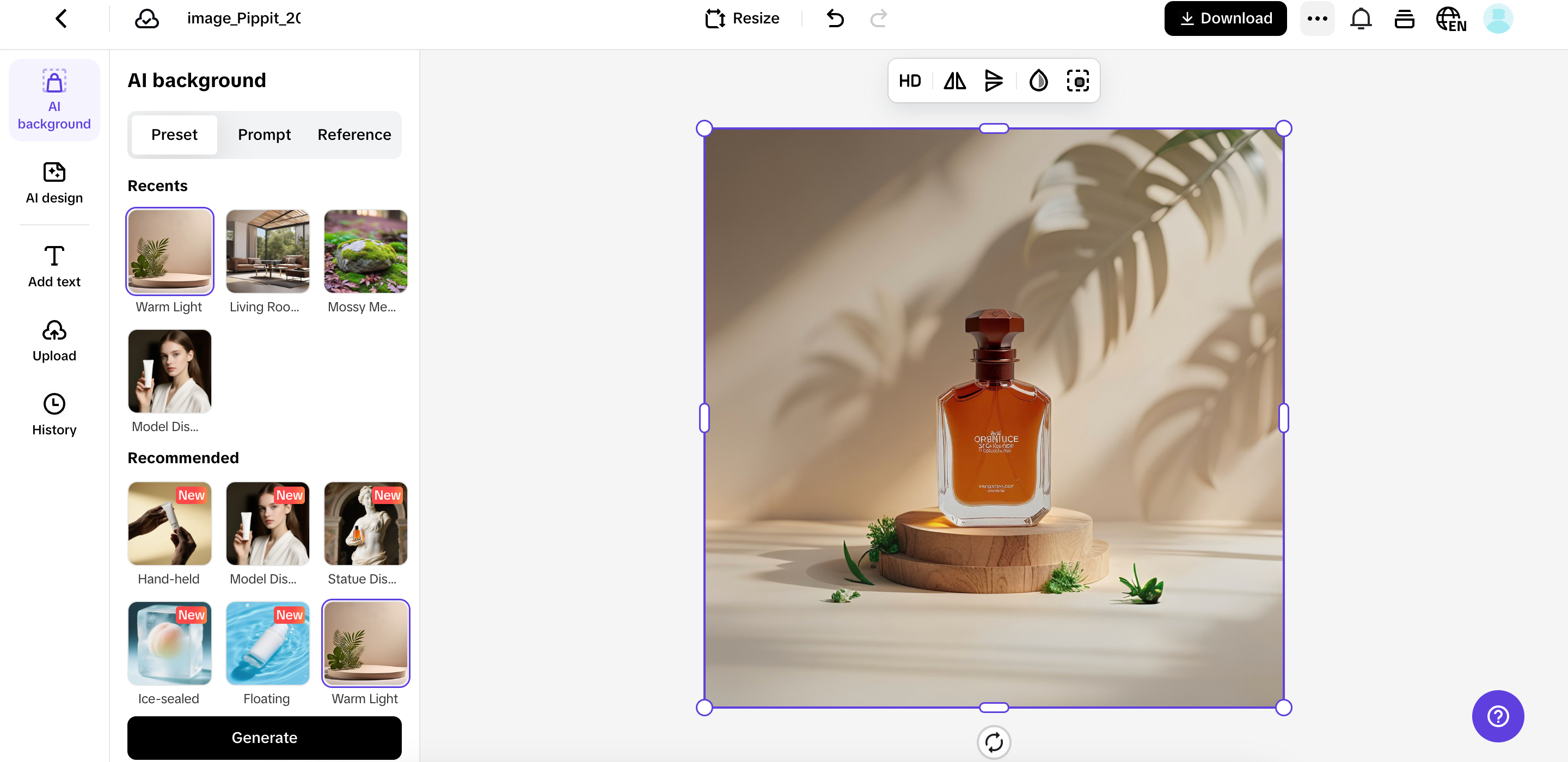 Pembuatan latar belakang bertenaga AI