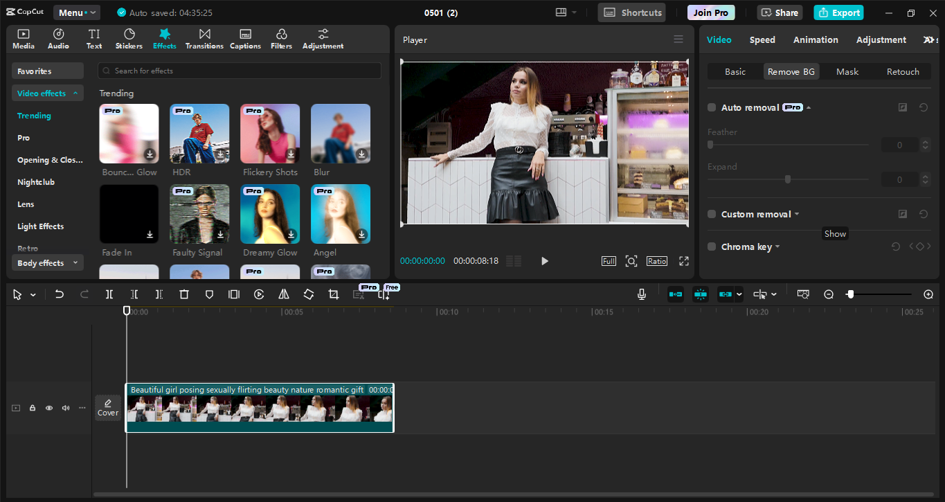 Interface of the CapCut desktop video editor