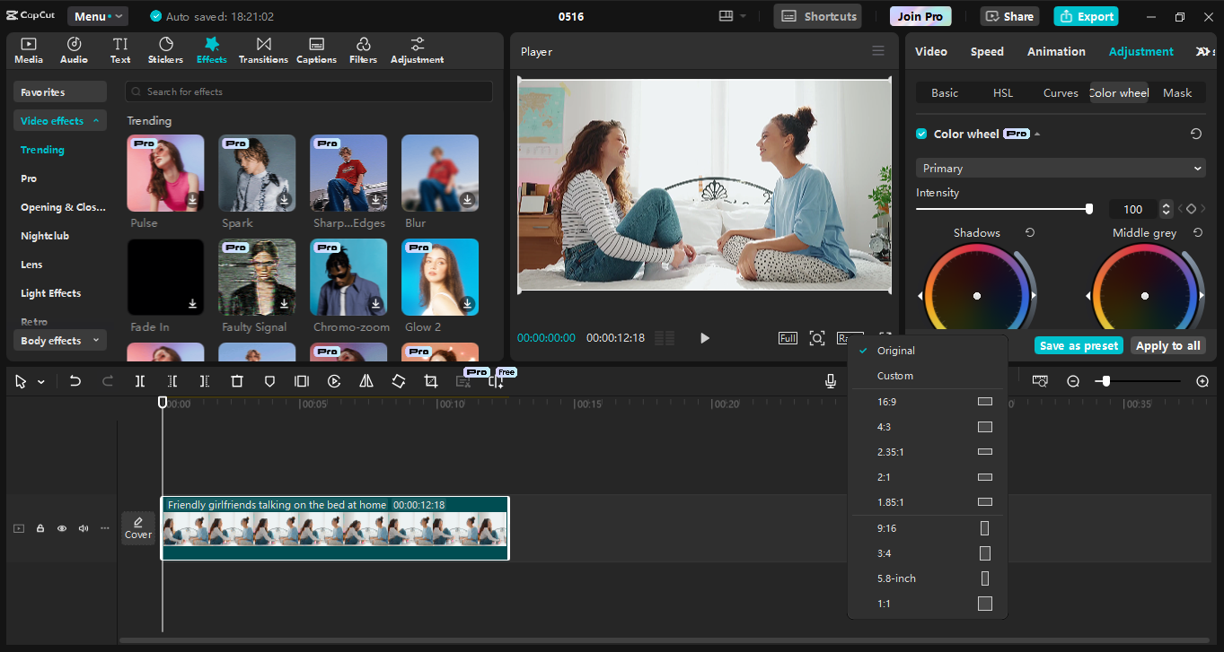 Interface of CapCut desktop video editor-