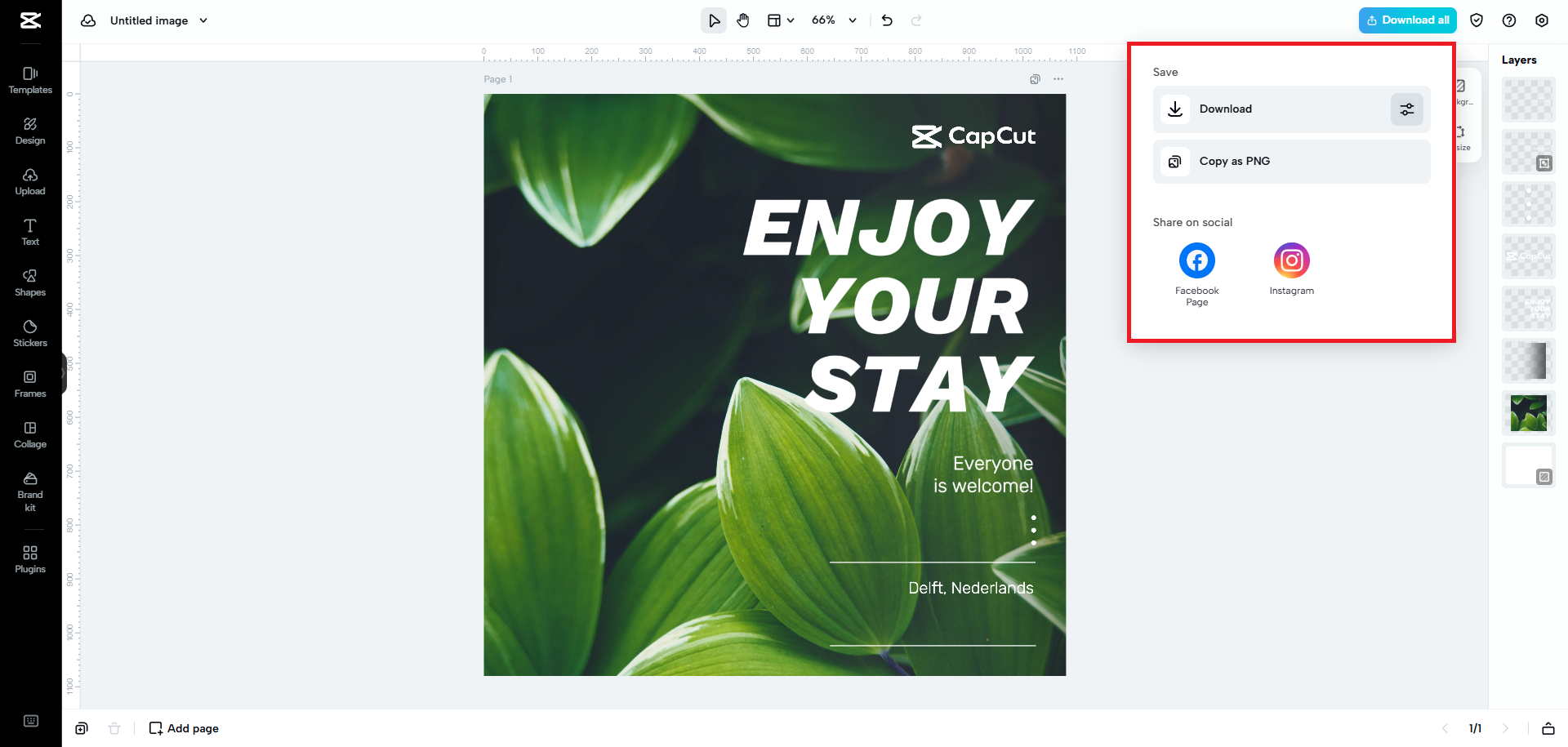 Export the resultant template