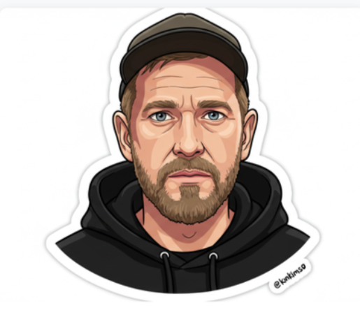 รูปภาพที่สว่างสดใสด้วยเส้นขอบหนาในสไตล์สติกเกอร์สนุกสนาน