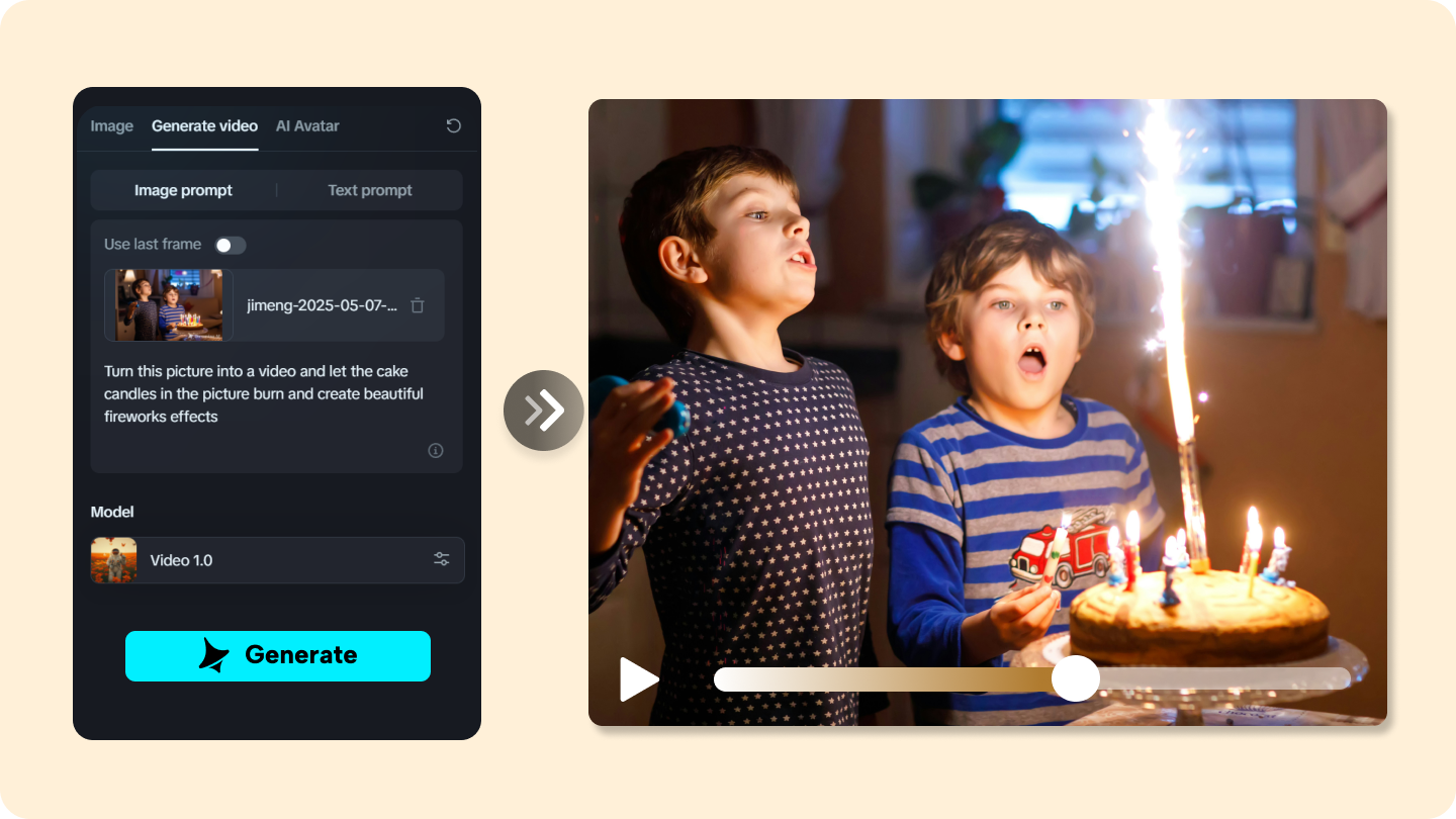Feliz cumpleaños generador de video de IA