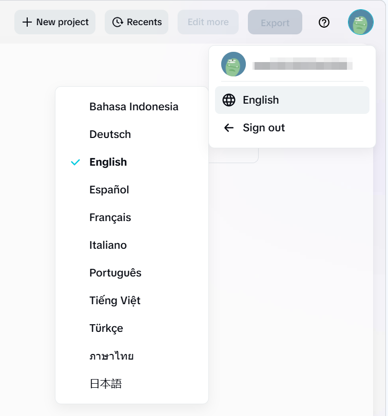supported languages of AI video maker