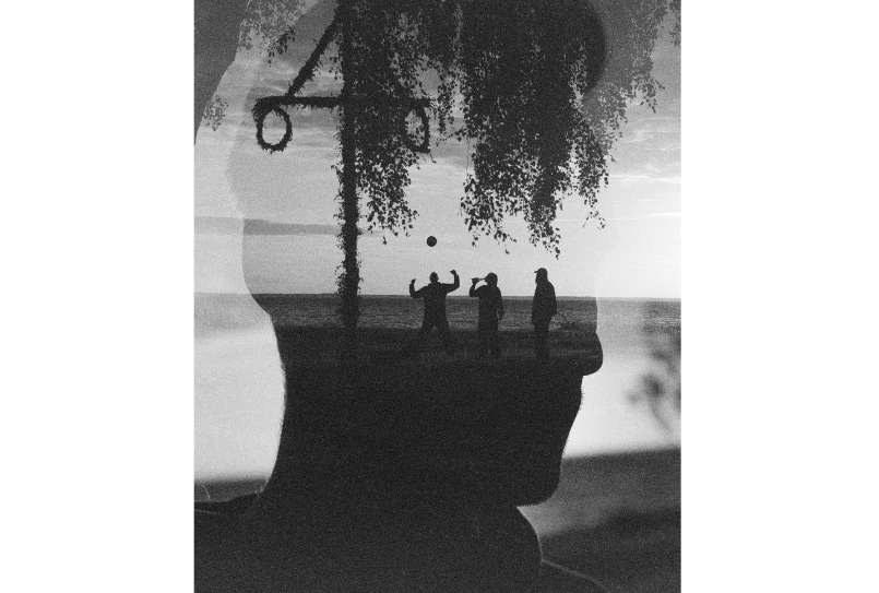 Black and white double exposure