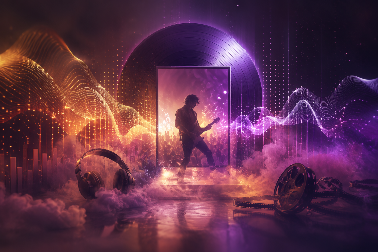 Dreamina audio to music video video prompt example 2: Singer Light Pulse