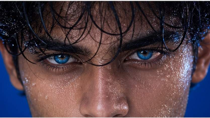 Blauer Hintergrund Augen Fotobearbeitung Aufforderungen Beispiel 4