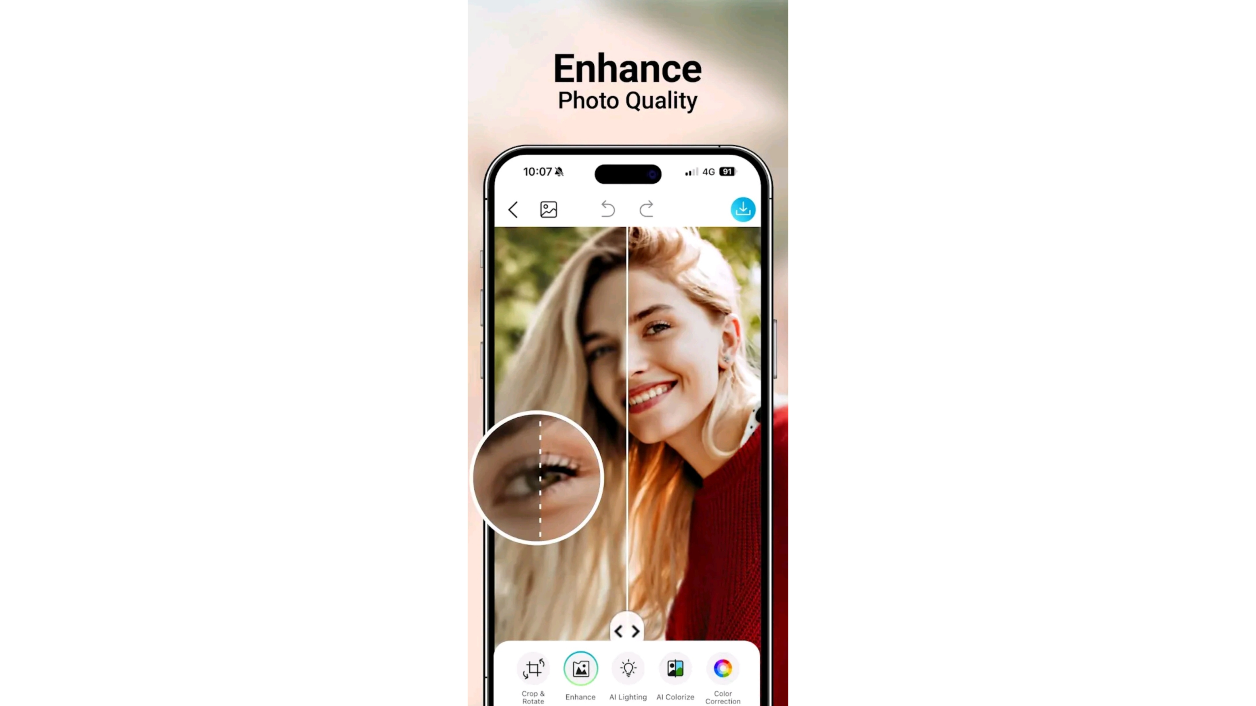 La mejor aplicación para mejorar fotos en Android - YouCam Enhance