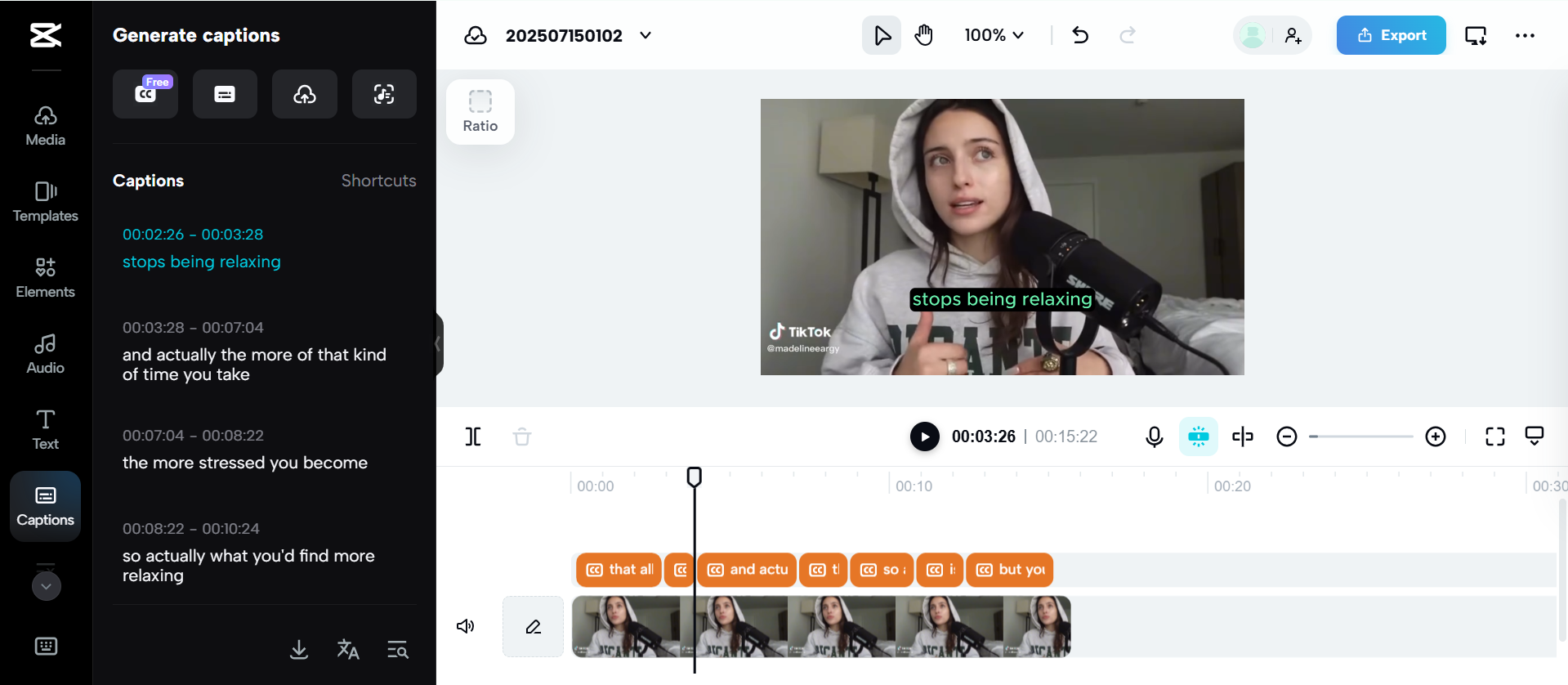 Interfaz de CapCut Web: la mejor herramienta para convertir voz en texto desde videos